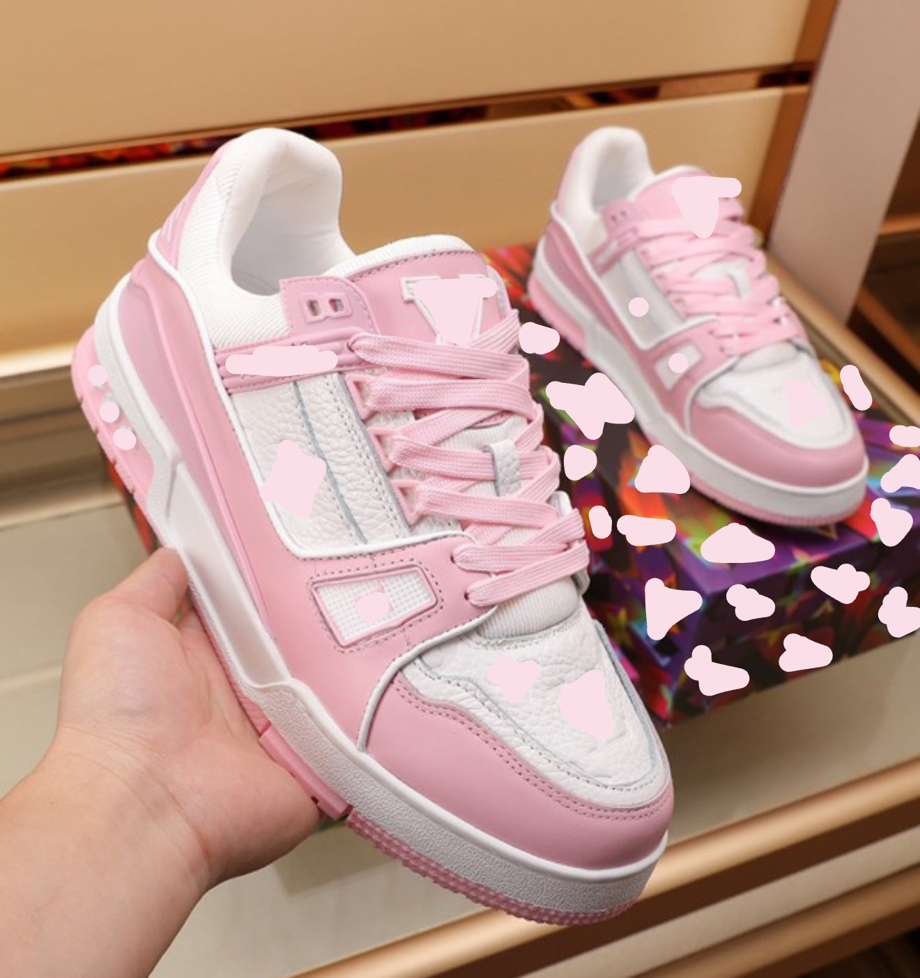 Pink L V Her Sneakers